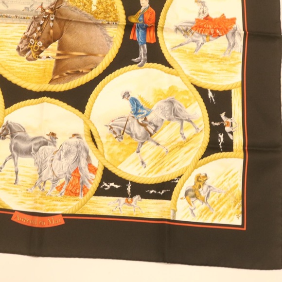 HERMES Carre90 Scarf ""AUTEUIL EN MAI"" Silk Red Auth am1375g - Picture 4 of 10